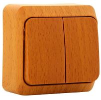 Выключатель накладной Systeme Electric Этюд Дача 2-кл. бук  картинка